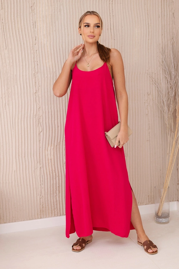 Long dress with straps fuchsia