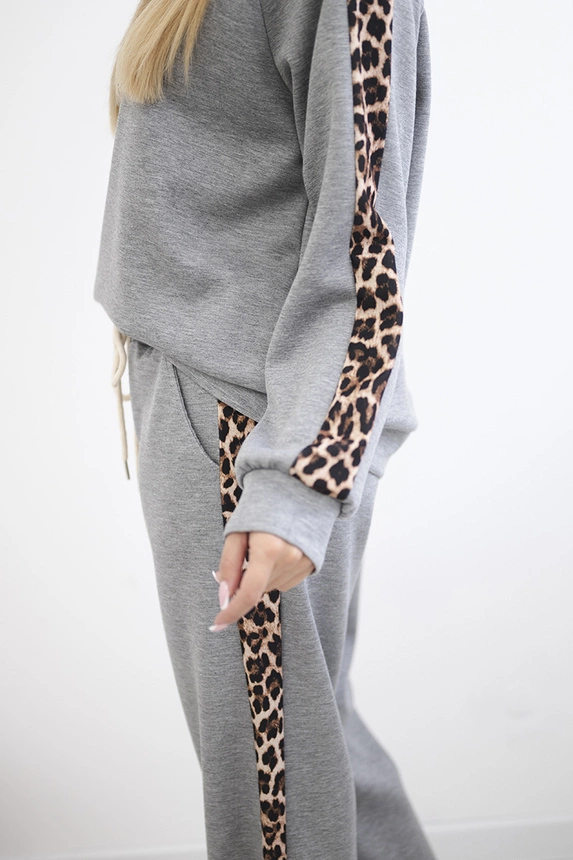 Viskozės rinkinys su leopardo juostelėmis pilka