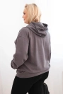 Women's plus size looped cotton hoodie with kangaroo pocket gray