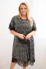 Dámska sukňa Plus Size s flitrami a čipkovým zakončením čierna + strieborná