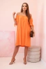 Women's viscose dress with tied sleeves orange