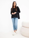 Damen Baumwollbluse mit lockerem Schnitt und verlängertem Rücken schwarz