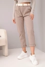 Women's cotton pants with a belt and rolled-up hem fango