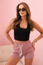 Damen Baumwollshorts mit Gummizug und Bindeband in der Taille dunkelrosa