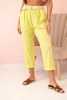 Damen Leinen-Baumwollhose mit Gürtel kiwi