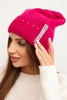 Women's winter wool hat with zircons K453 fuchsia