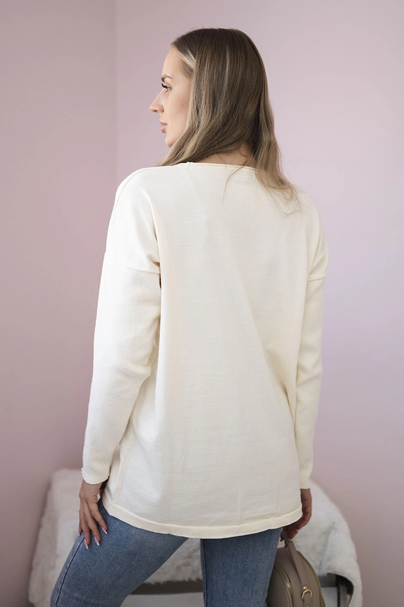 Sweater with front pockets ecru