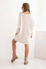 Plus Size women's dress wool with V-neck light beige