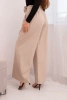 Damenhose elegant mit weitem Bein und dekorativer Blume beige