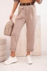 Women's set butter hoodie and pants with a belt dark beige