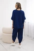 Cotton set blouse + trousers light navy blue