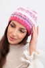 Damen Wintermütze mit buntem Garn und elastischem Bündchen K352 malina