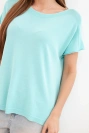 Damen-Oversize-Viskosebluse mit kurzen Ärmeln und rundem Ausschnitt mintgrün