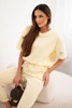 Women's set made of viscose with short sleeves and trousers yellow