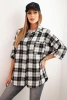 Women's cotton checkered shirt with a distressed effect black