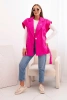 Women's quilted vest with a belt and wide collar pink