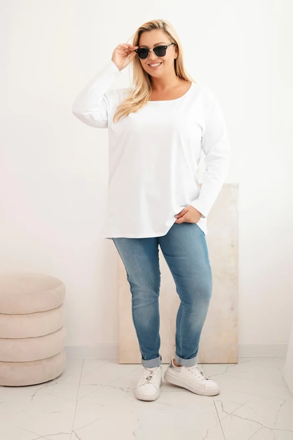 Moteriška bluzonė Plus Size su laiveliu balta