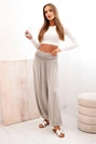 Women's viscose trousers with wide leg and ruffles fango