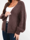 Women's sweater made of 80% kid mohair with a loose fit without closure brown