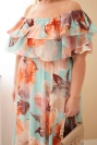 Women's Plus Size maxi off-the-shoulder ruffle dress with elastic waist mint green