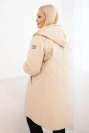 Women's Plus Size winter quilted jacket with a hood beige