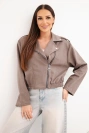 Damenjacke aus Velours-Viskose mit asymmetrischem Reißverschluss fango