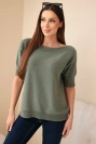 Damenpullover aus Viskose mit kurzen Ärmeln khaki