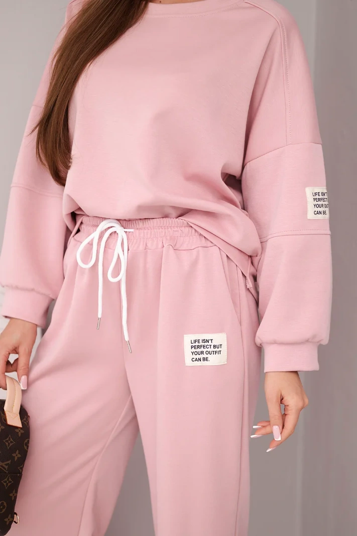 Women's set butter sweatshirt + pants dark powder pink