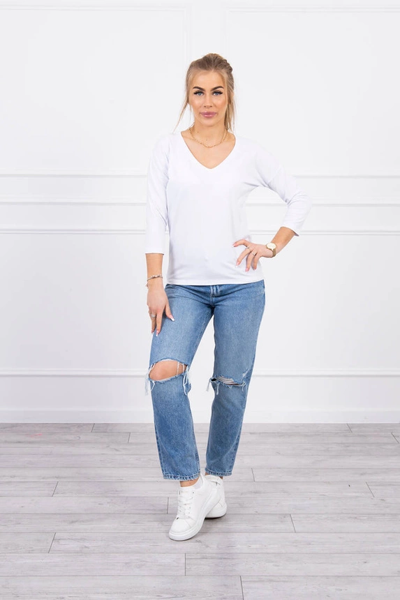 Bluse mit V-Ausschnitt weiß