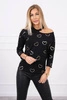 Blouse with a print of hearts black