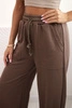 Women's cotton cargo pants with pockets and chain beige