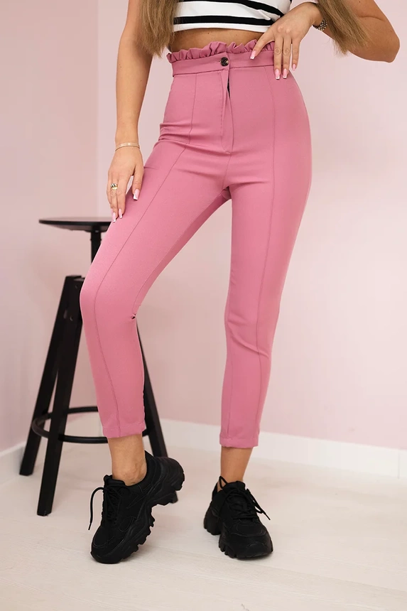 Creased trousers dark pink