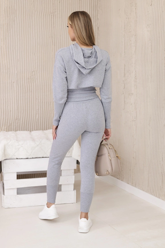 Set mit breiten Rippenbündchen grau