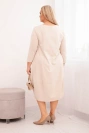 Damen Baumwollkleid Plus Size mit umschlagbaren Ärmeln und Taschen beige