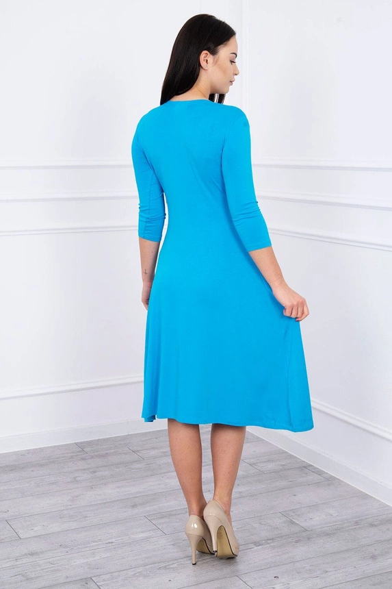Dress with cut-off under the bust, 3/4 sleeves turquoise