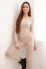 Damenanzug aus geripptem Viskose mit langen Ärmeln und Leggings beige