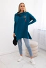 Oversize sweatshirt with asymmetrical sides marine