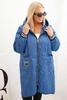 Damenjacke Plus Size gesteppte mit Kapuze und sportlichen Bündchen hell jeansblau