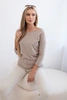 Women's blouse with a boat neckline beige
