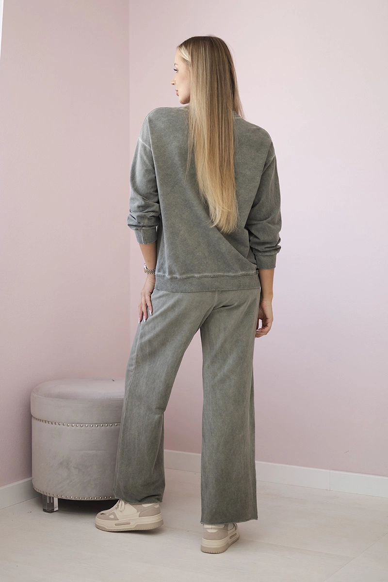 Komplet bawełniany dekatyzowany Angel bluza + spodnie khaki zdjęcie 3