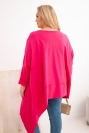 Dámska tunika Plus Size z bavlny s asymetrickým spodkom fuksia