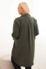 Plus Size women's shirt dress with a longer back and rolled-up sleeves khaki