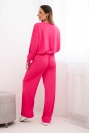 Damen Komplettset aus Viskose mit Bluse und Hosen in Übergröße fuchsia
