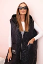 Dámská prošívaná vesta Plus Size s kapucí na zip černá