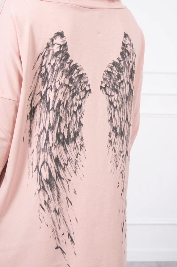 Sweatshirt with a print of wings powdered pink