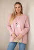 Viscose sweatshirt with pendant dark powder pink