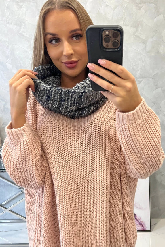 KN16 Damen Snood blau+graphit