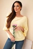 Women's batwing sweater with a round neckline yellow