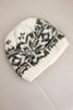 Women's winter wool hat with Norwegian pattern K354 ecru+dark green