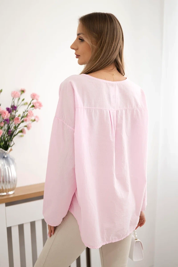 Shirt blouse with an embroidered pattern light pink